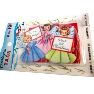 Vintage Carrington Die Cut Angel Christmas Gift Tags Set of 8 Embossed New MCM